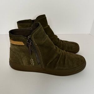 Sperry Top-Sider Crest Zone Suede Leather Zip Ankle Boots Olive Women's Size 7M